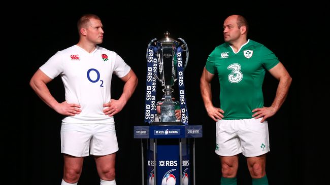 image of England and Ireland captain between the cup